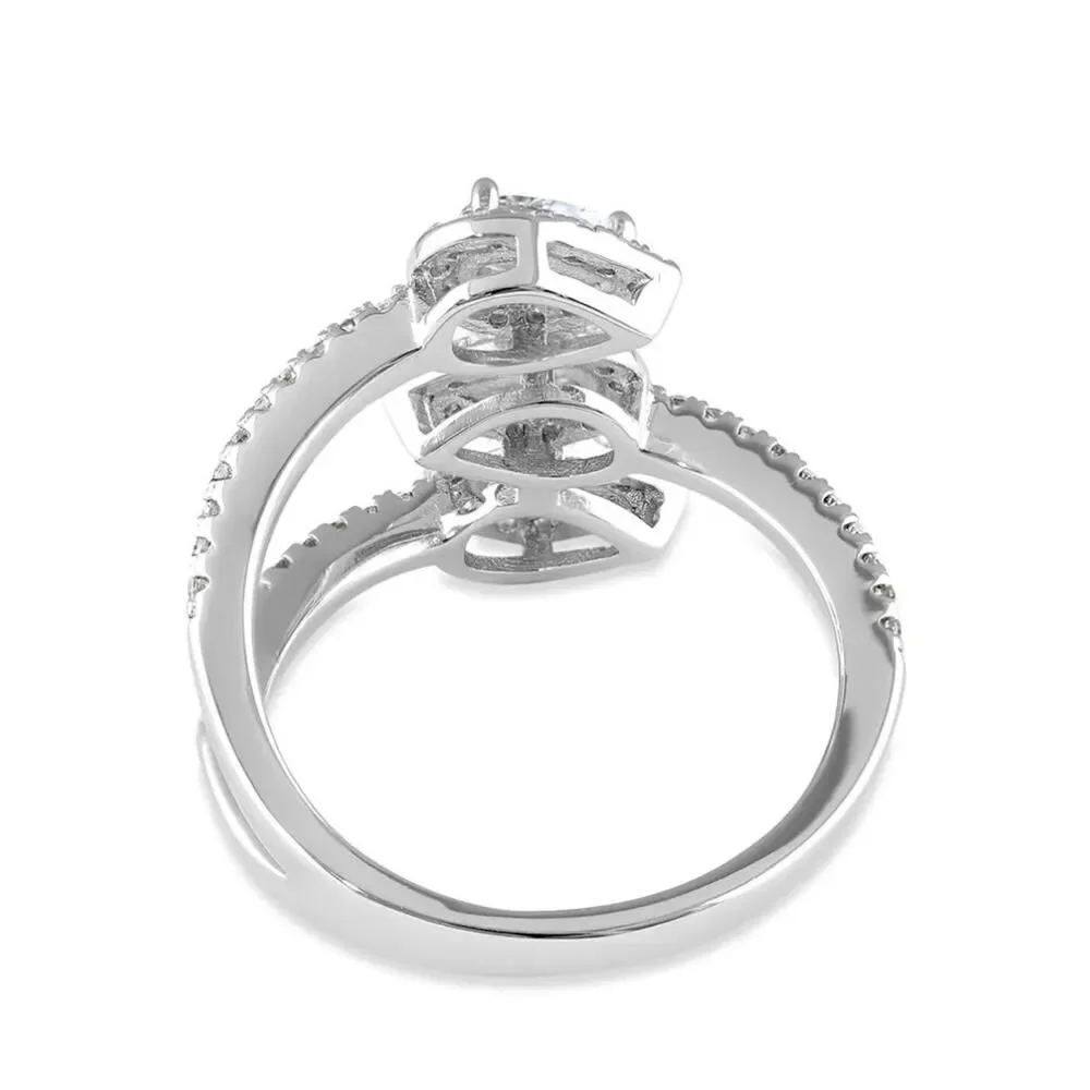 Sterling Silver Triple Pear Halo Wrap CZ Bypass Ring New